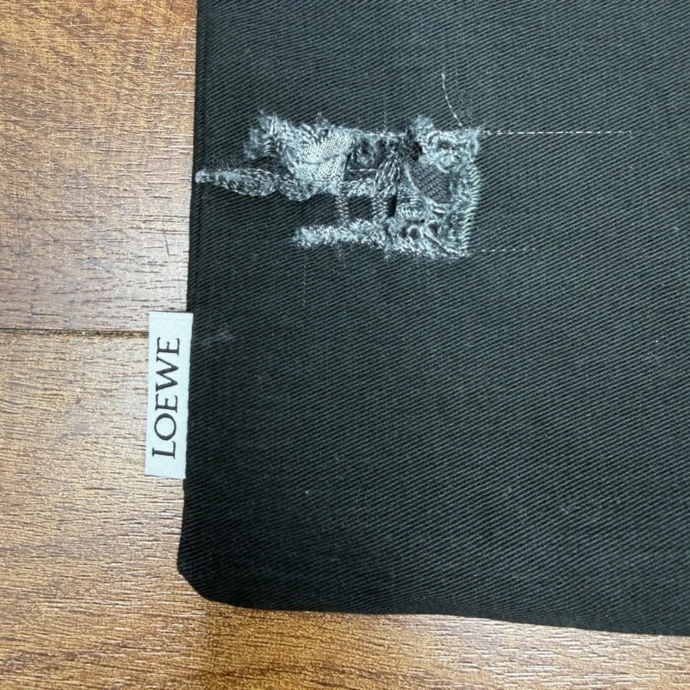 LOEWE Black Canvas Yellow Floral Tulip Drawstring Pouch Bag FLAWED